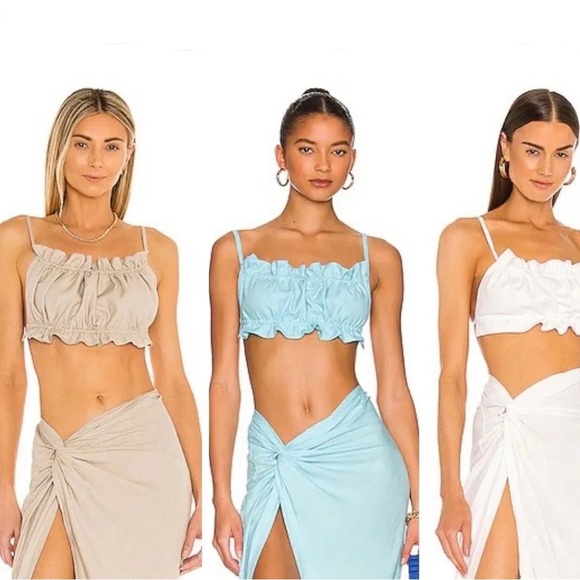 OW Collection Iris Tube Top Coral Blue Large Tie Back Large - Picture 3 of 7